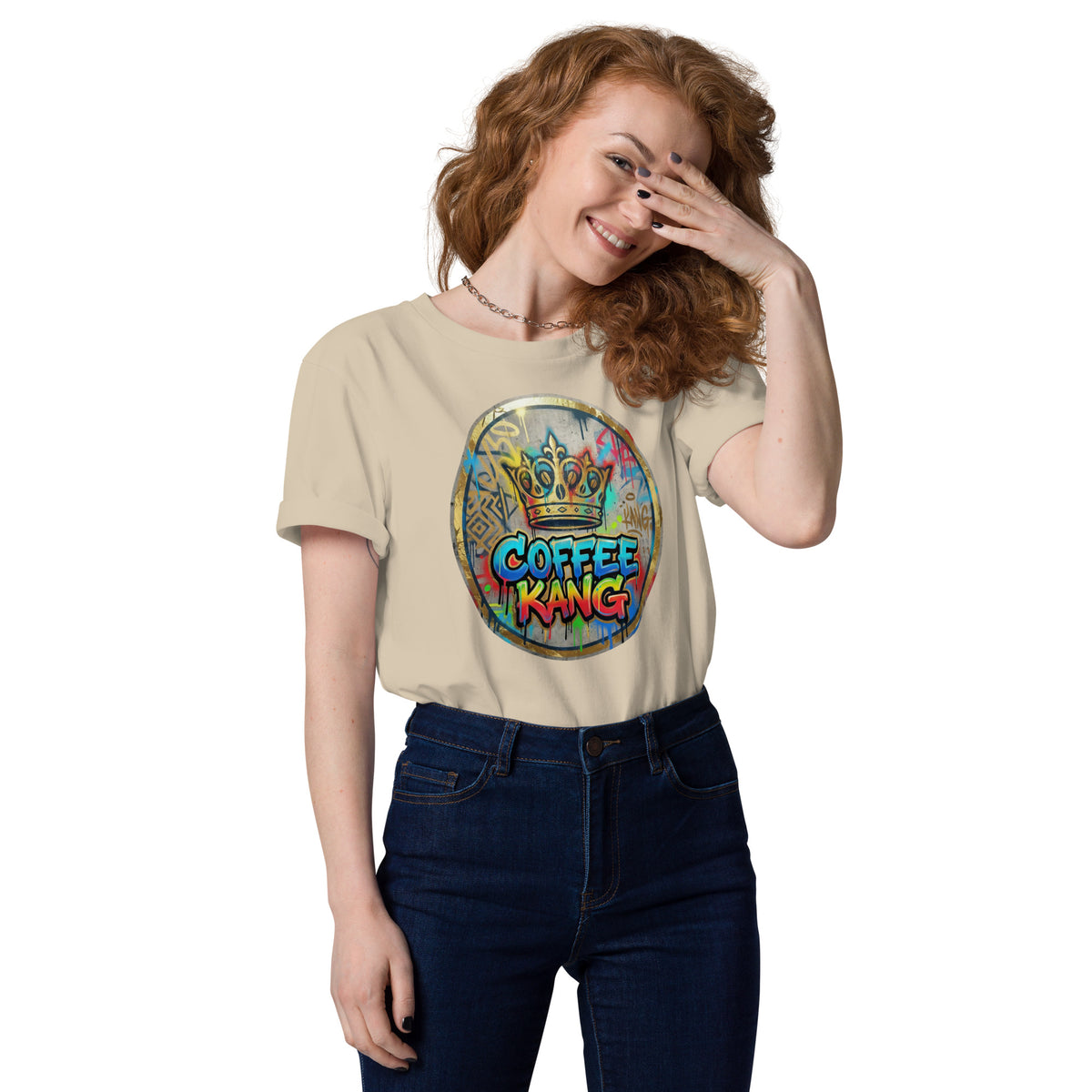 Unisex organic cotton t-shirt featuring a colorful &