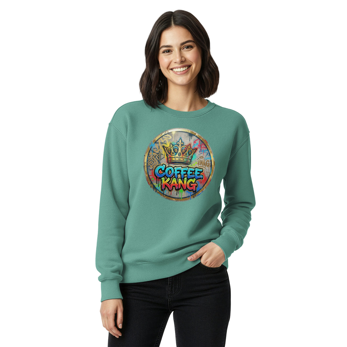 Unisex garment-dyed sweatshirt featuring colorful &