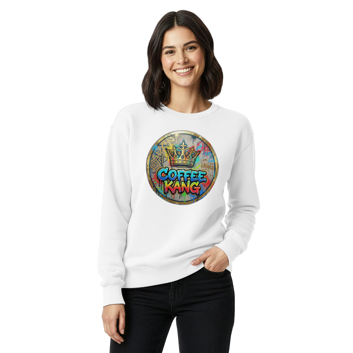 Unisex garment-dyed sweatshirt featuring a colorful &