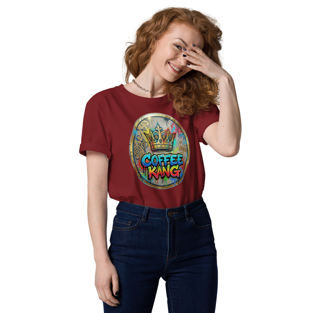Unisex organic cotton t-shirt featuring a colorful &