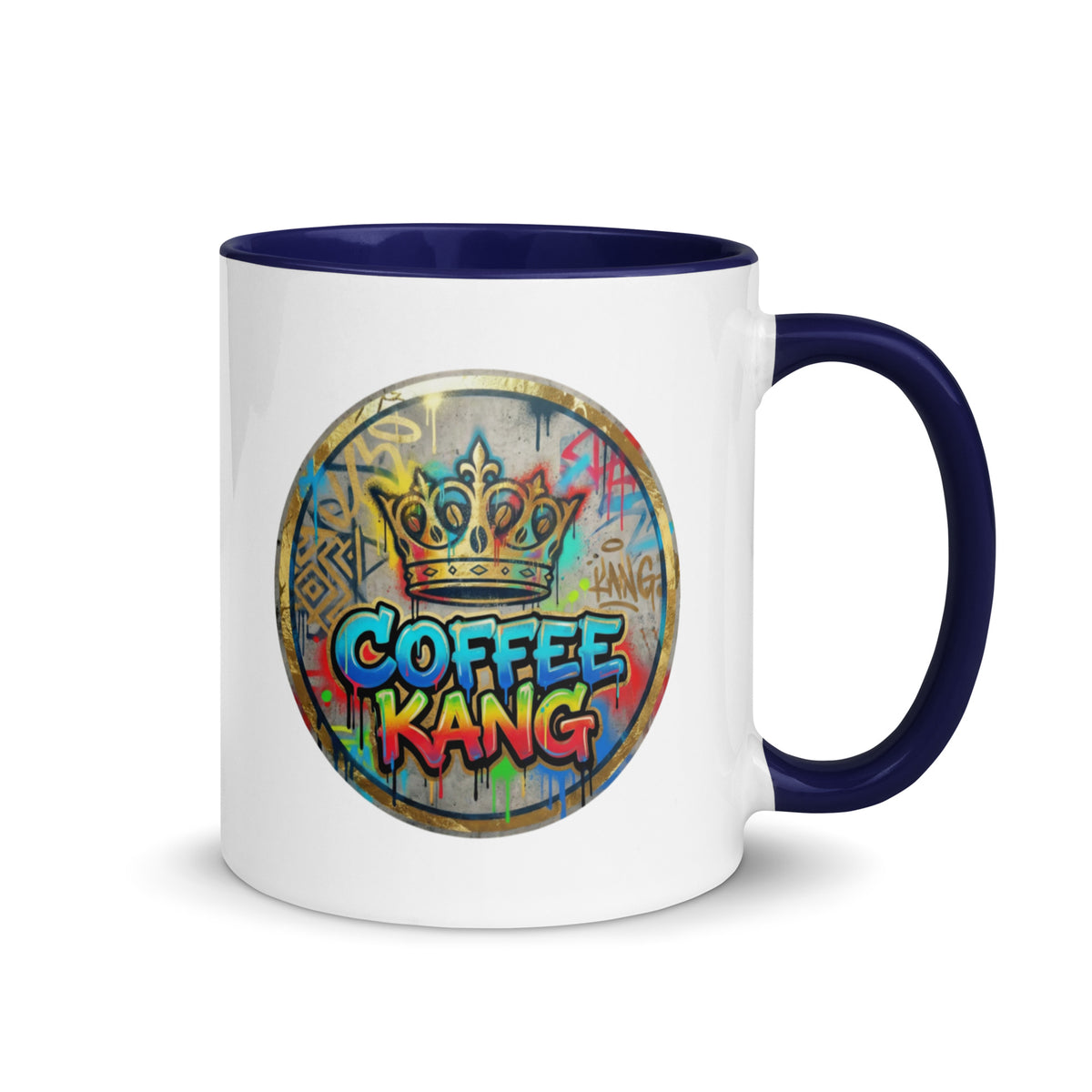 colorful ceramic coffee mug featuring a graffiti-style design with the text &
